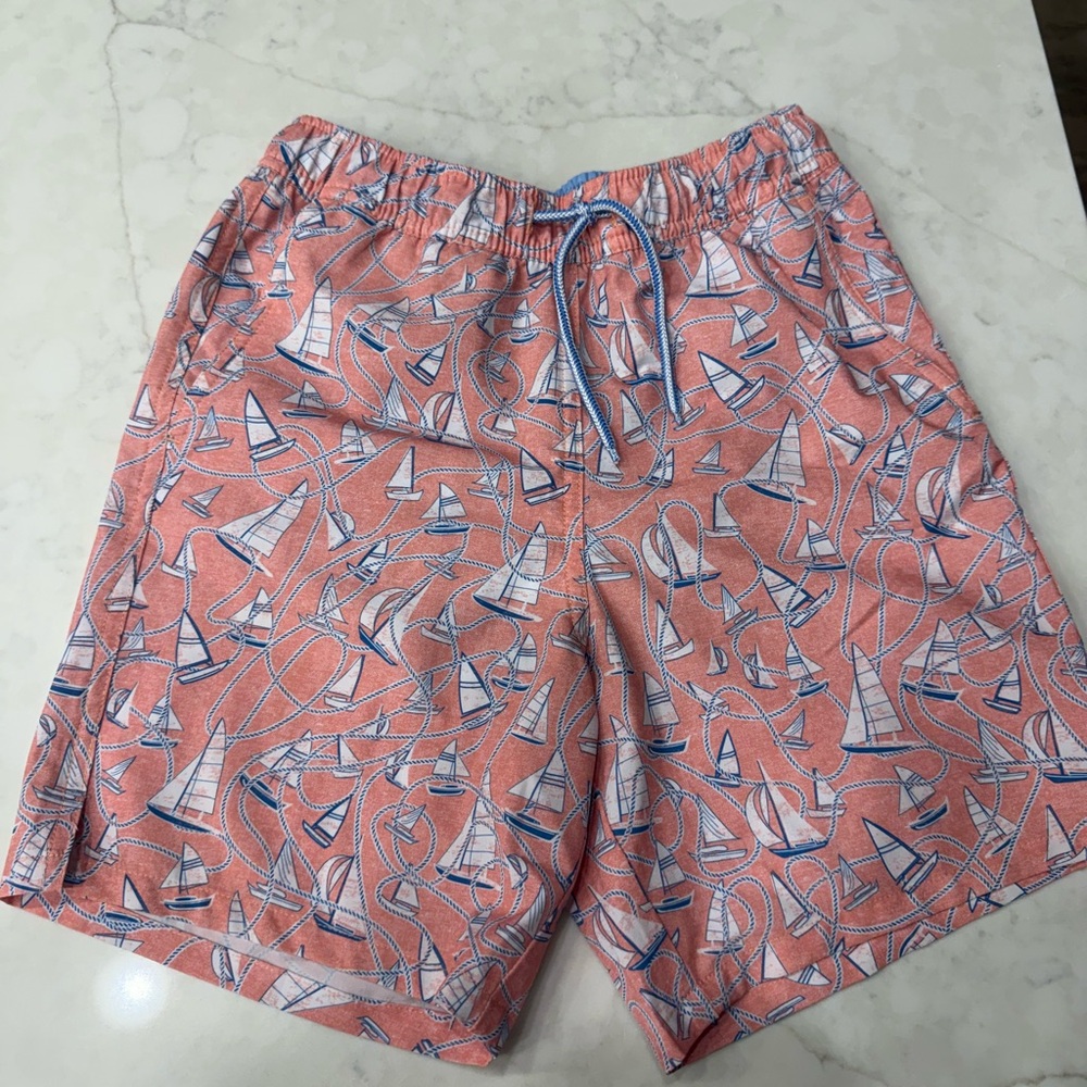 Youth Boys Nautical Print Shorts - Coral